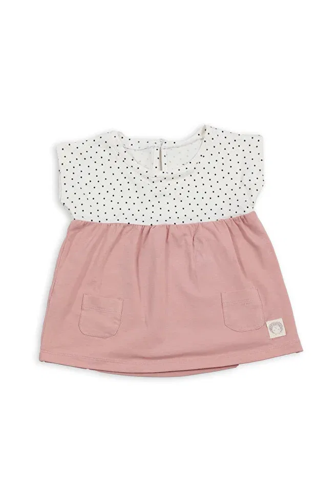 Детская футболка для девочек хлопковая Zumi Baby Kids, Powder White (Polka Dot) — фото 3