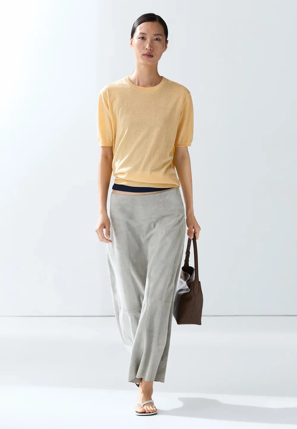 Простая футболка Massimo Dutti, Light Yellow — фото 2
