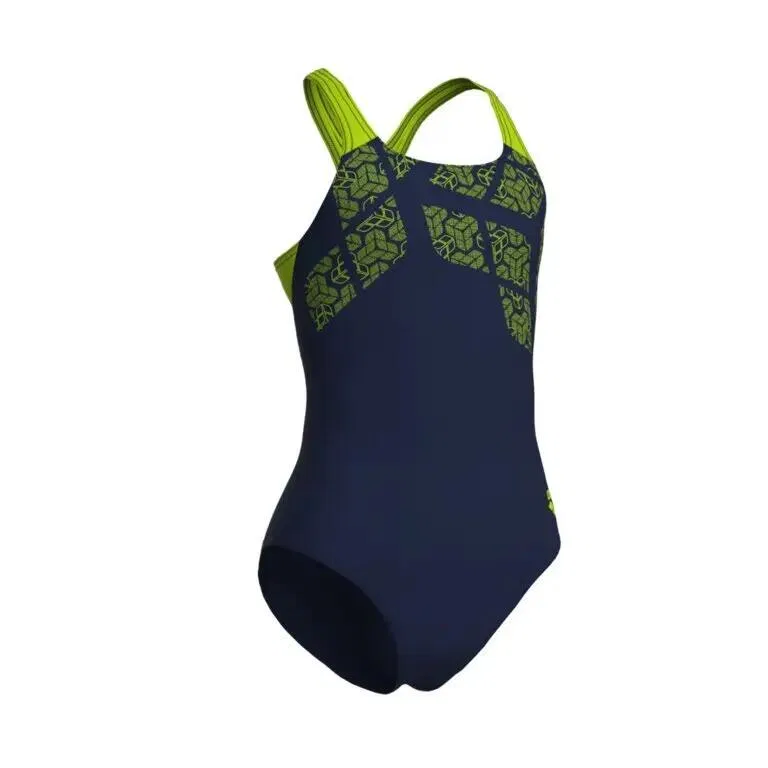 Детский слитный купальник для девочек Kikko Swimsuit Swim Pro Back Arena, Dunkelblau / Gelb — фото 3