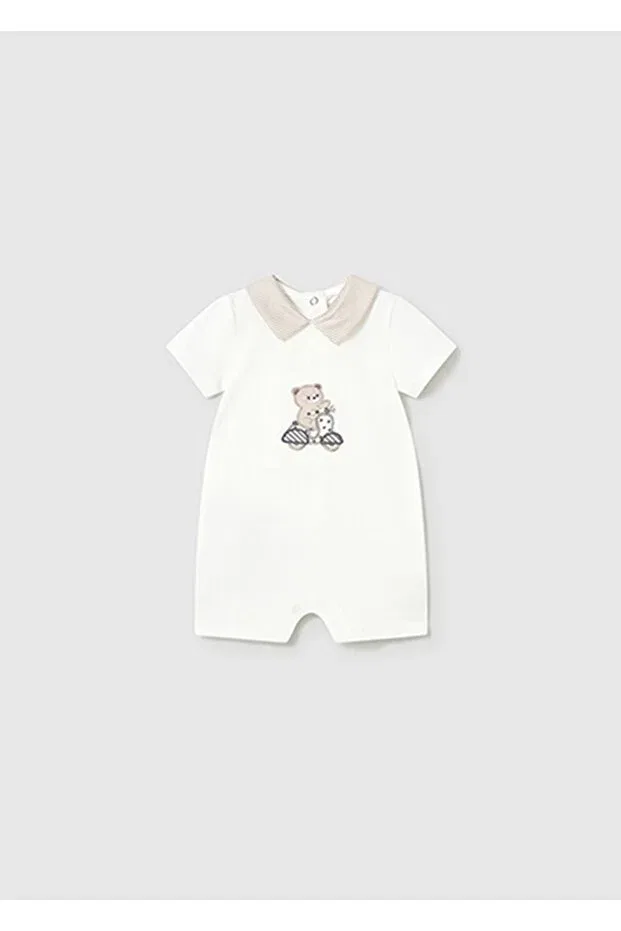 Детский комбинезон с коротким рукавом с принтом для мальчиков Summer baby boy newborn 2-piece jumpsuit Mayoral, Ecru — фото 2