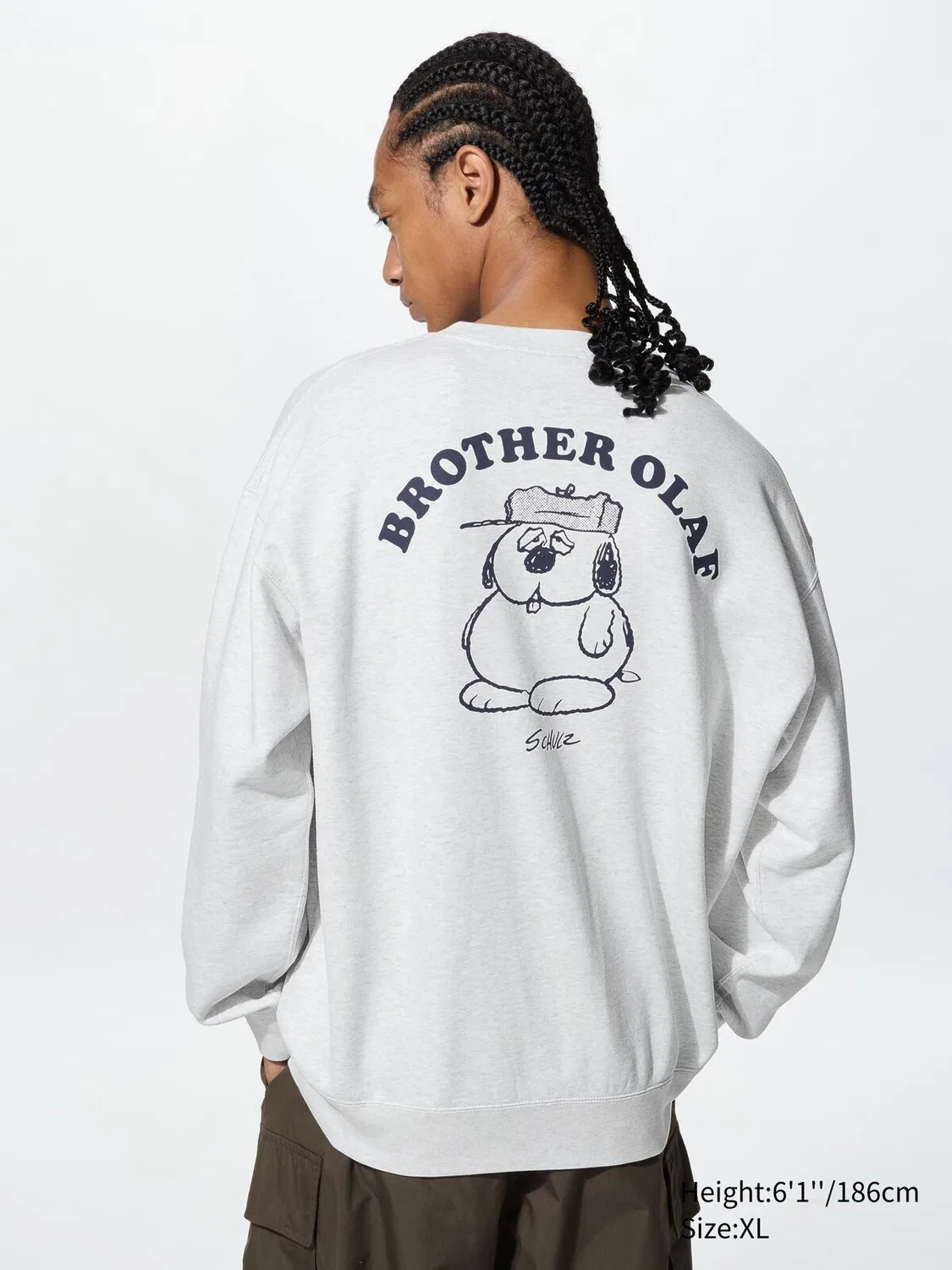 Толстовка Uniqlo Peanuts, с принтом персонажей, светло-серый