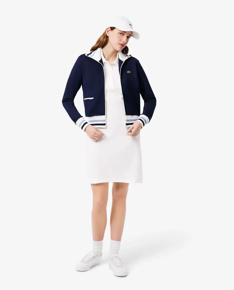 Платье Lacoste Белое приталенное из пике с коротким рукавом — фото 4