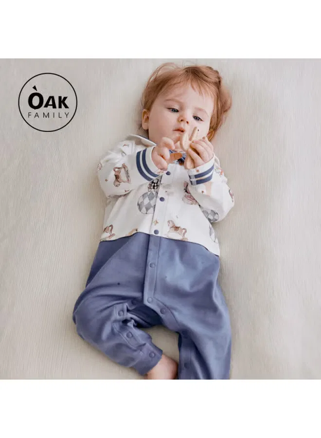 Боди-комбинезон с длинным рукавом из органического хлопка Oak Family, синий
