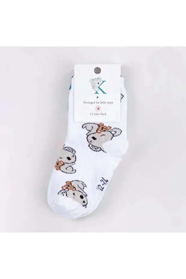 Детские носки для новорожденных с принтом Organic 2-piece baby socks Kidzee, Colored — фото 2