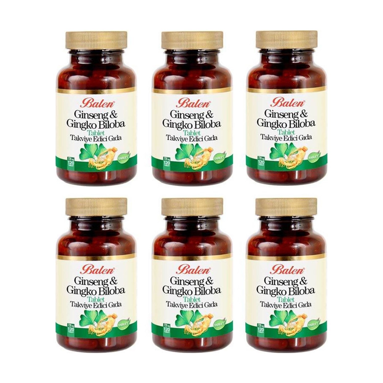 

Активная добавка Balen Ginseng & Ginkgo Biloba 120 капсул, 720 мг, 6 штуки