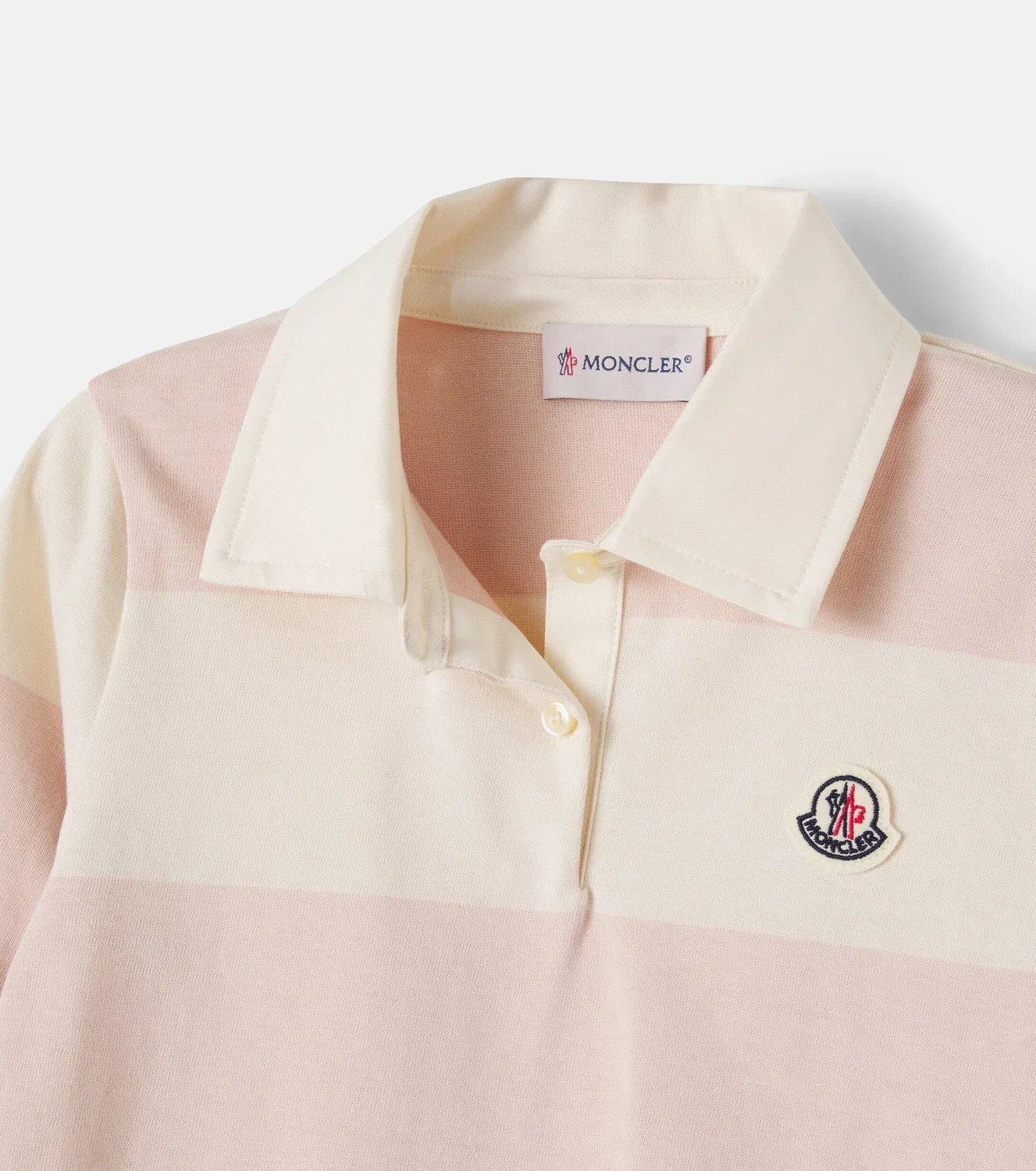 Нарядное платье-поло из хлопка Moncler Enfant, белый — фото 4