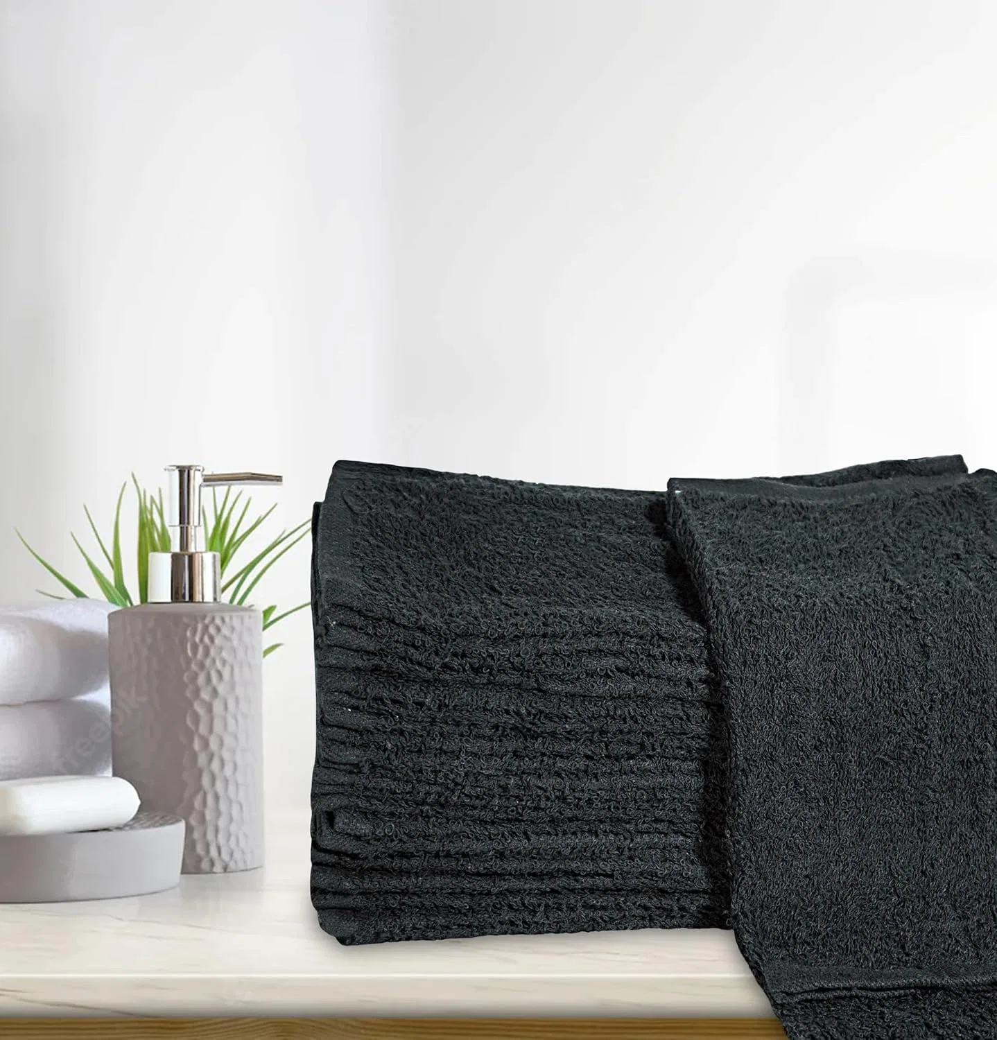 Махровая салфетка 400 г/м² TOALLA, набор 60 шт, 30.5x30.5 см, Black — фото 2