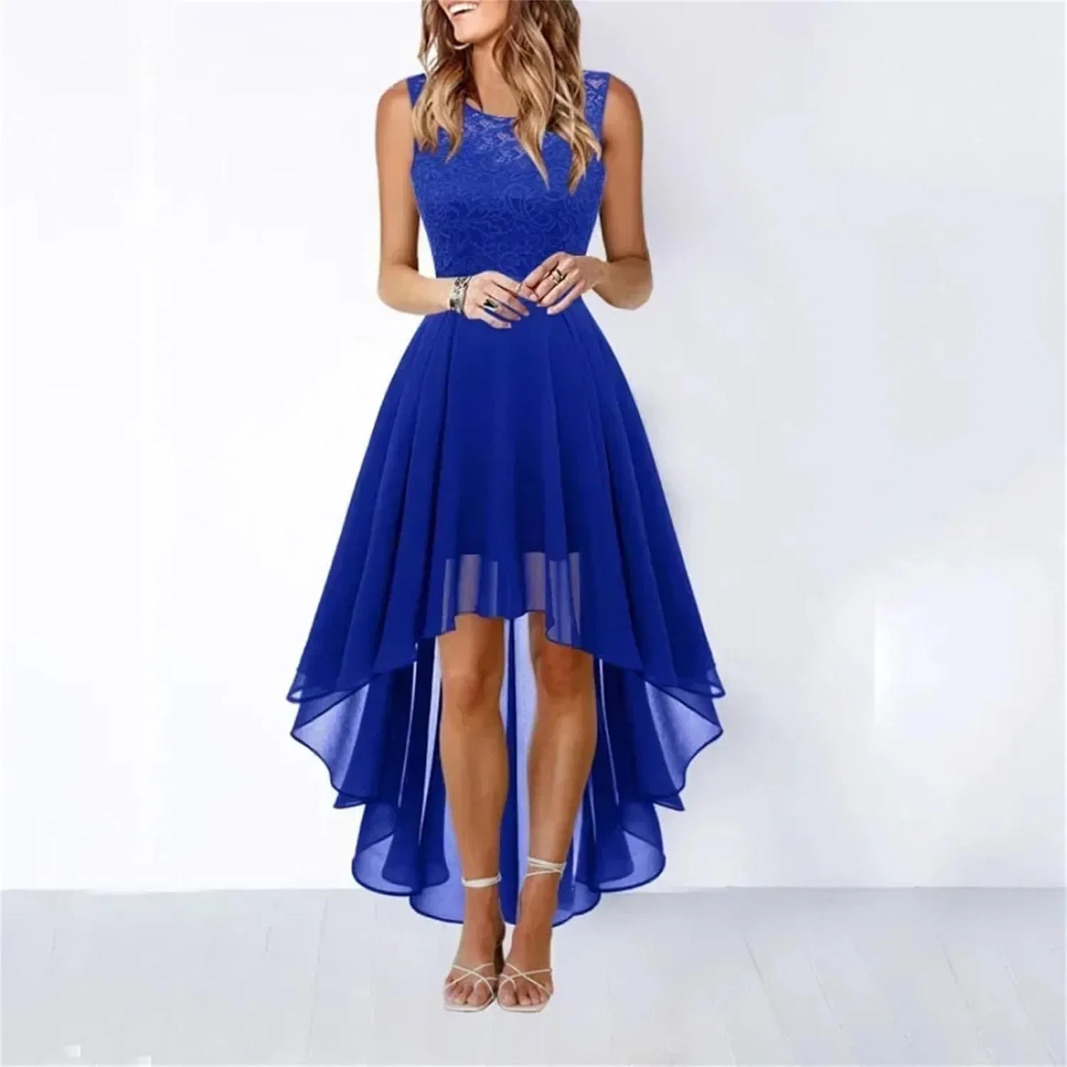 Женское коктейльное платье с кружевом и бантом Yosoo, Navy Blue — фото 4