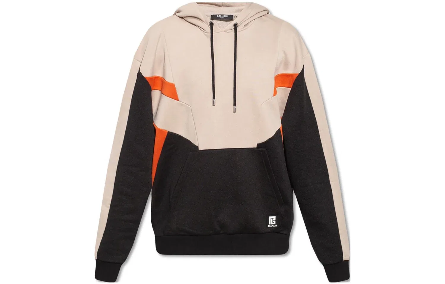 Свитшот мужской с капюшоном, серый, BALMAIN
