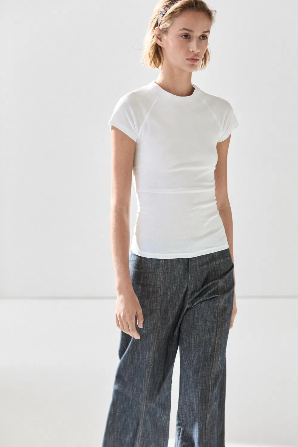 Футболка Massimo Dutti, реглан, белый — фото 3
