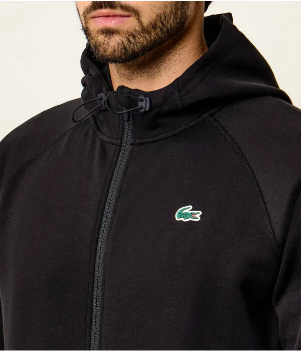 Мужская фуфайка с капюшоном на молнии Lacoste, черный — фото 4