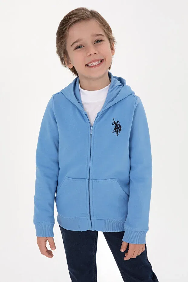 Детский кардиган с капюшоном на молнии U.S. Polo Assn., Light Blue