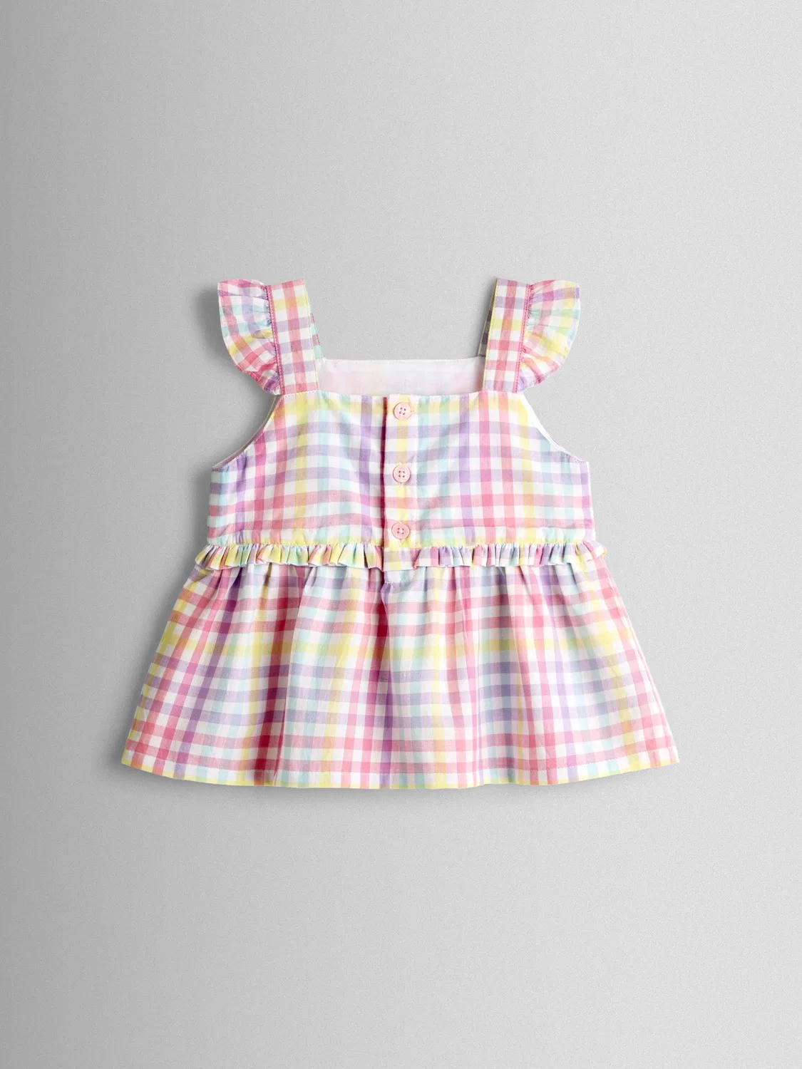 Комплект из топа и шорт с оборками, клетка Jojo Maman Bébé, White Rainbow Gingham — фото 4