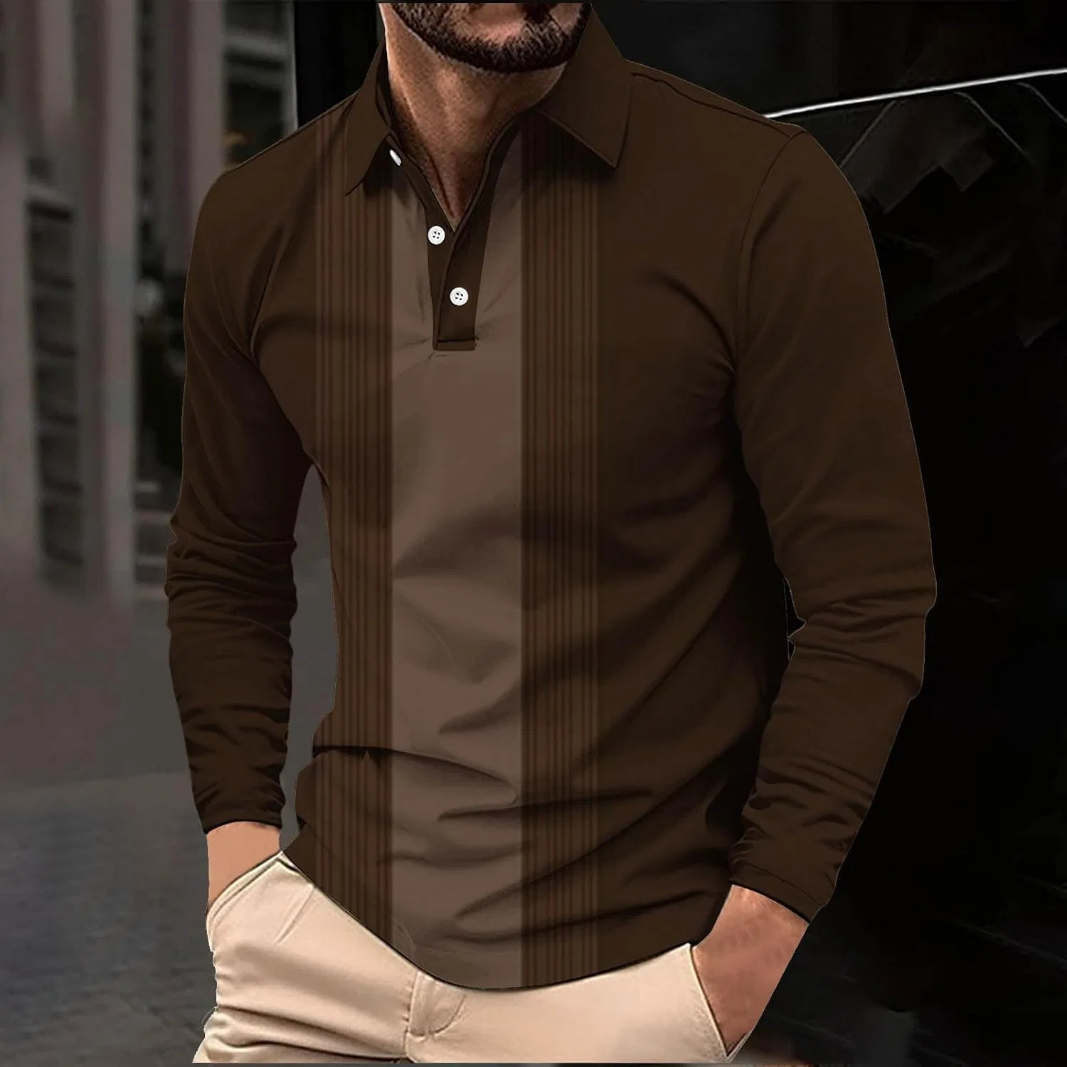 Мужская повседневная футболка с полосками Active Wear Tops, Brown — фото 2