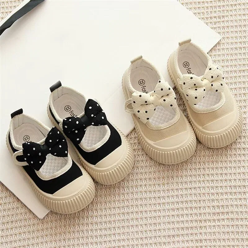 Детские туфли для девочек с бантом Casual Flats Zonkacen, Black — фото 4