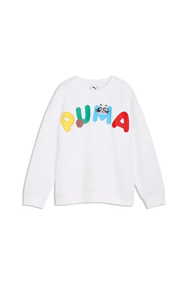 Детские свитшот для девочек с принтом Puma, White — фото 4