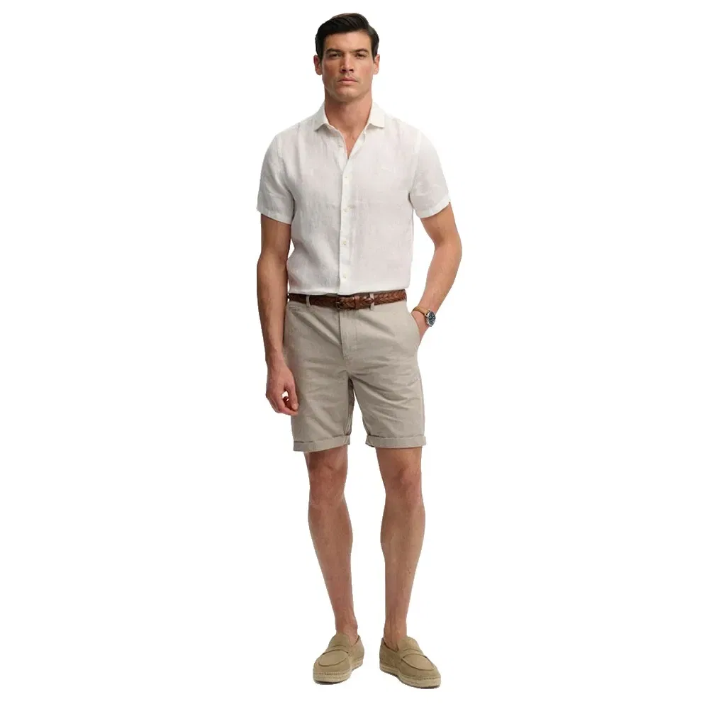 Мужские шорты чинос с фактурной тканью Premium Textured Superdry, Beige — фото 3