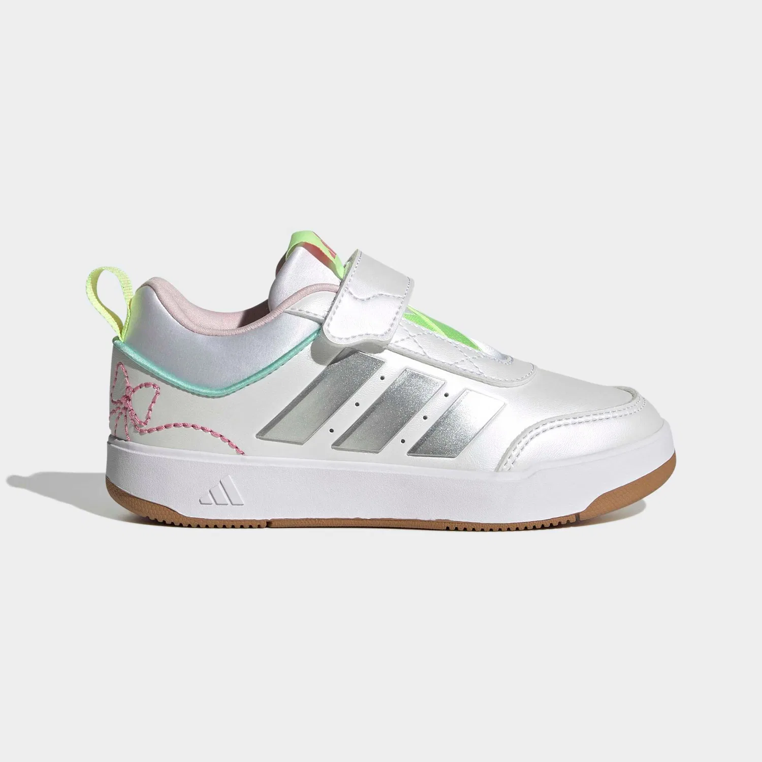 Детские кроссовки с блестящим верхом Adidas Sportswear, Cloud White/Silver Metallic/Clear Pink — фото 2