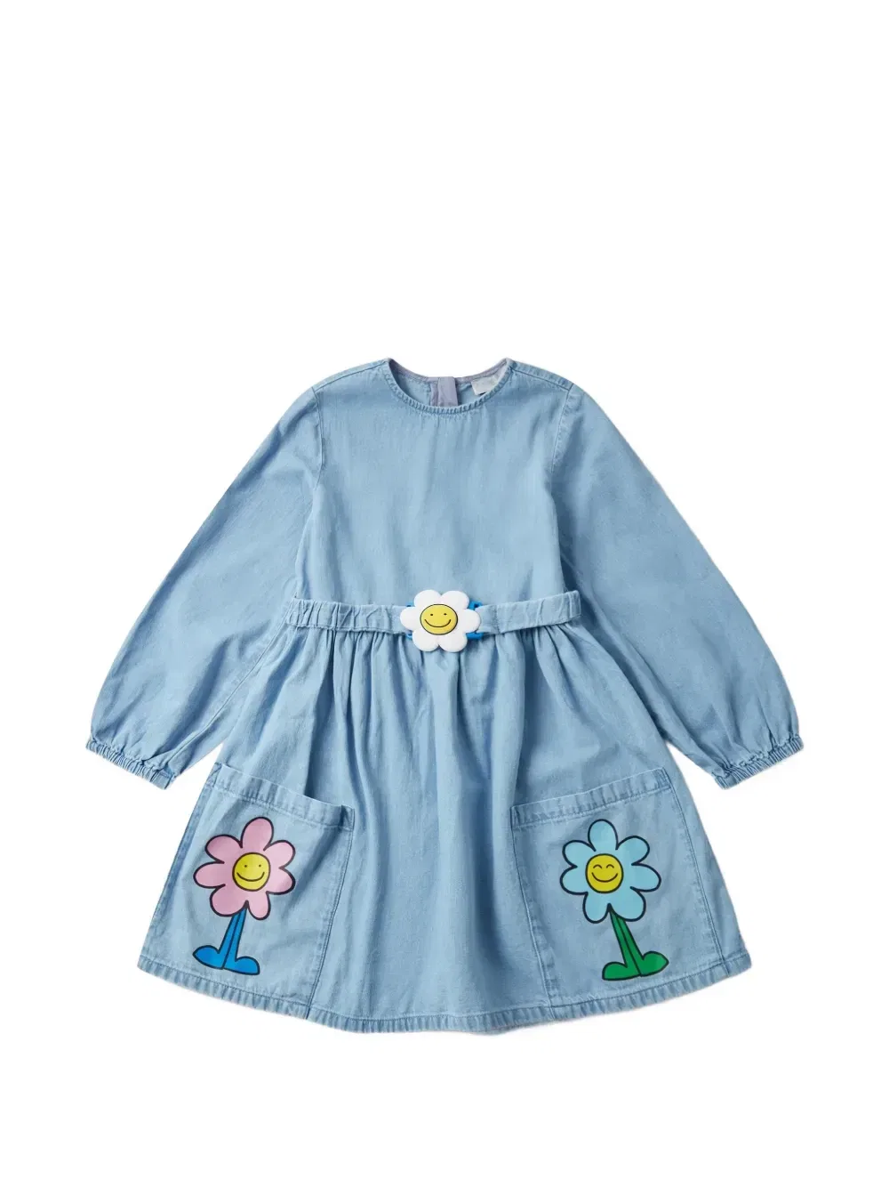 Платье с поясом и нашивкой Stella McCartney Kids, синий