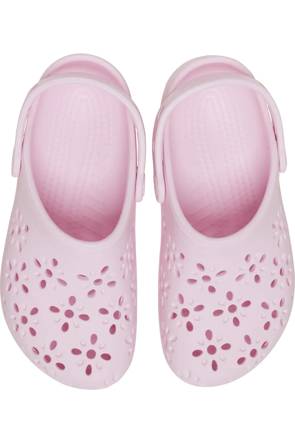 Детские сабо с цветочной перфорацией Classic Floral Cutout Clog CROCS, Pink Milk — фото 2