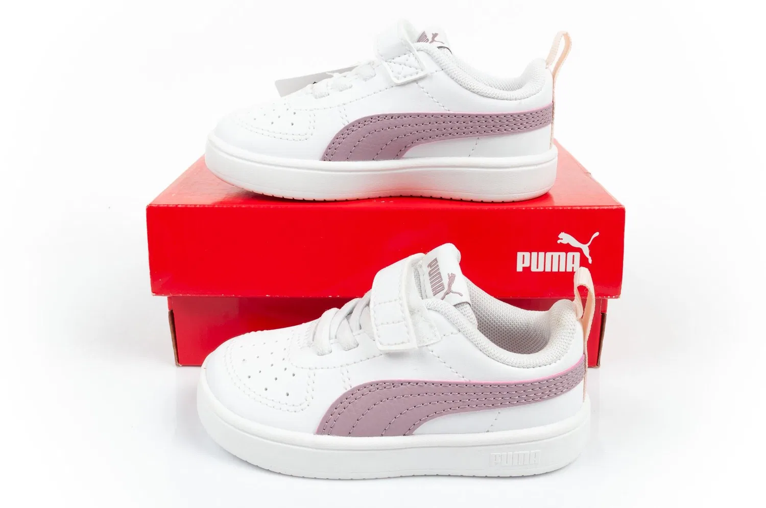 Детские кроссовки с контрастным дизайном Rickie Puma, Weiß / Begonienrosa — фото 3