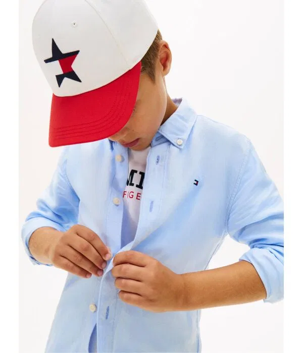 Детская рубашка из льна Tommy Hilfiger, Azzurro — фото 4