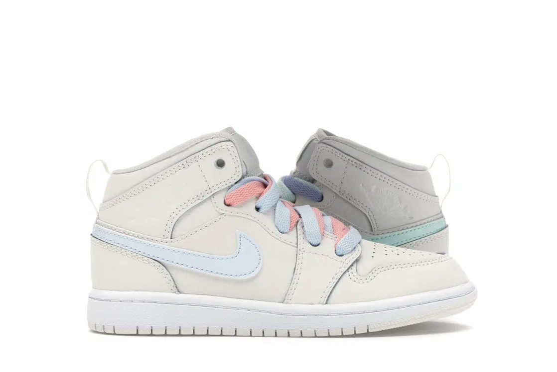 Детские кроссовки Lifestyle Jordan 1 Mid Phantom Igloo (PS) Jordan, Phantom/Igloo-Purple Rise-Blue Tint