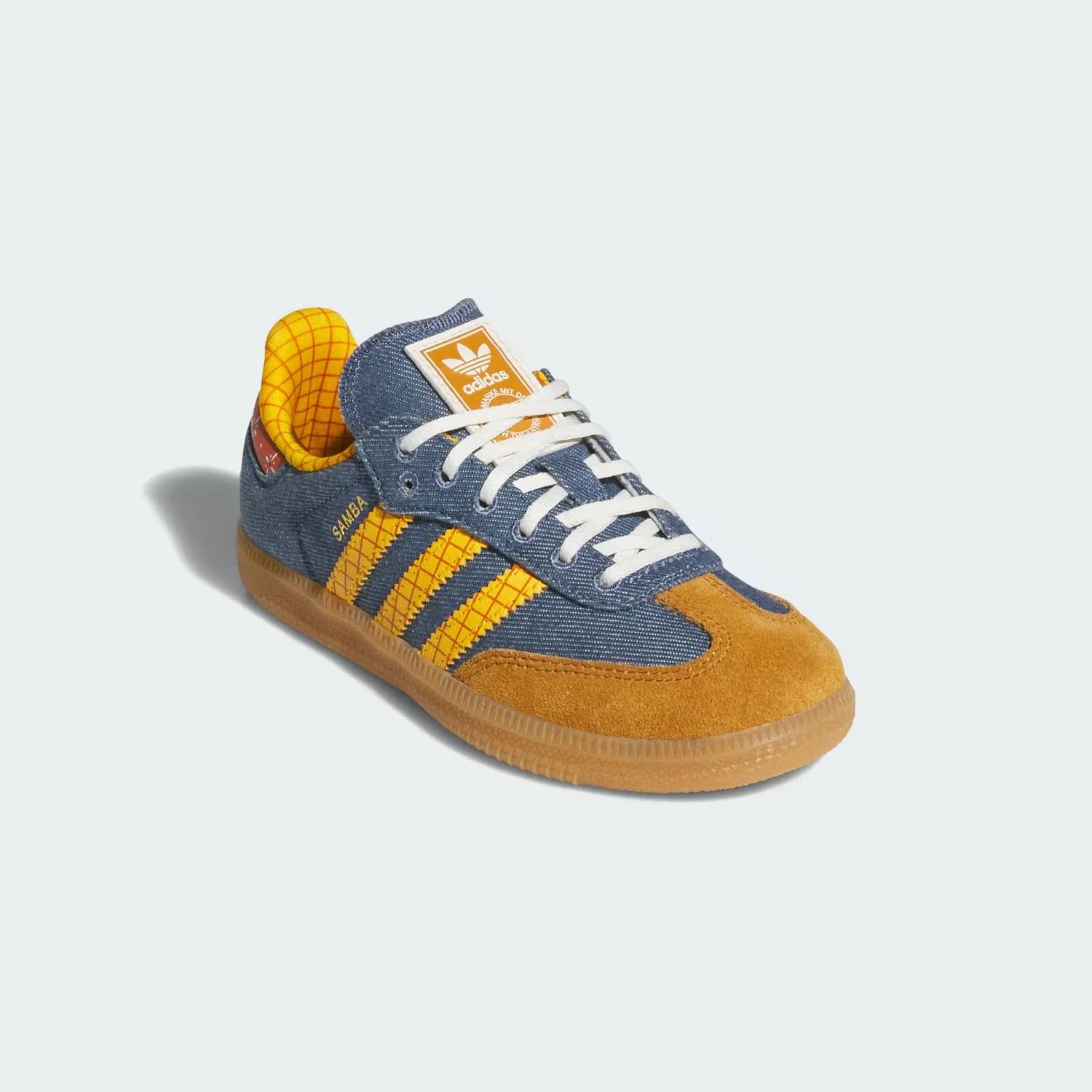 Детские кроссовки с деталями Pixar Toy Story Samba OG Adidas Originals, синий с желтым и белым — фото 4