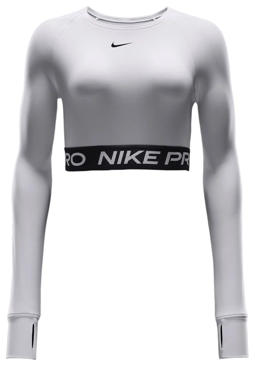 Женская футболка Nike Pro Dri-FIT 365 Crop Long Sleeve, черный/белый — фото 4
