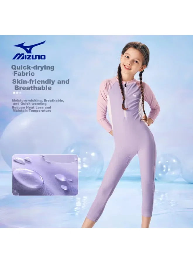 Купальник детский с длинным рукавом Ti#e Mizuno, фиолетовый — фото 2