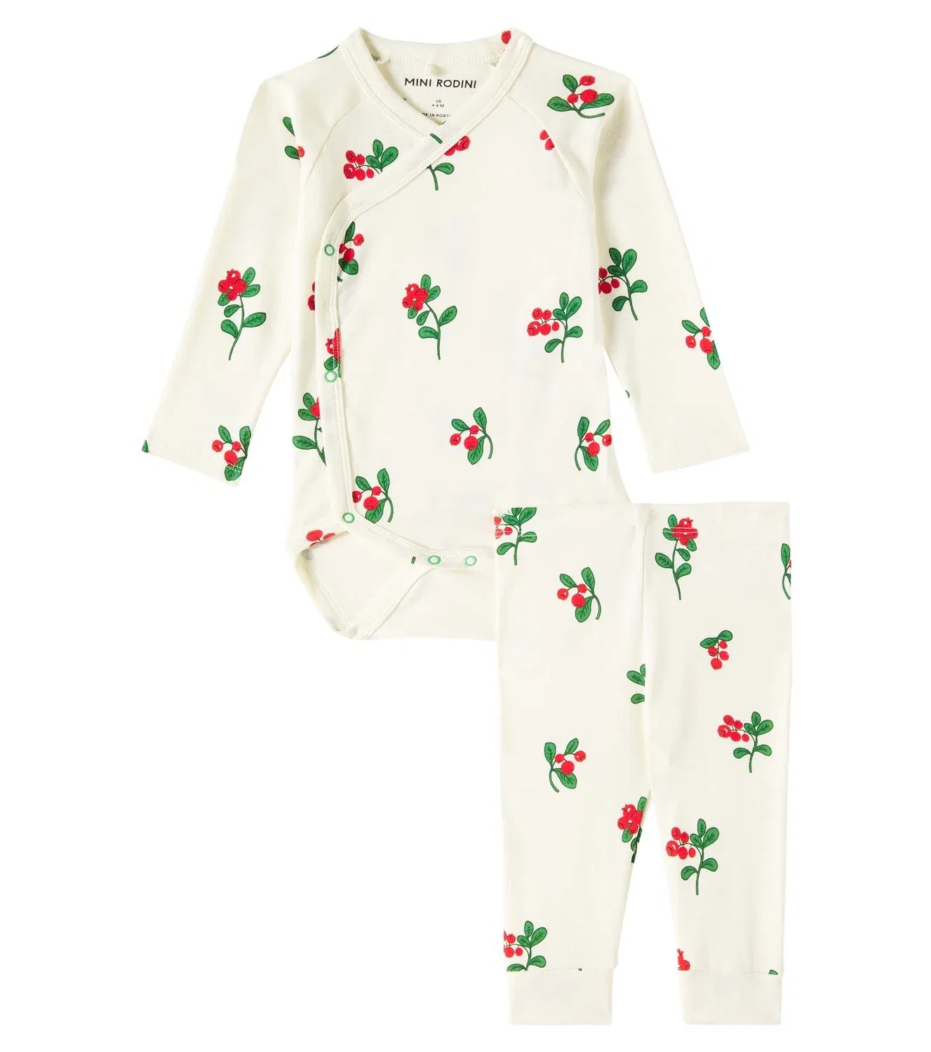 Комплект из боди и штанов из хлопка Baby Lingonberries Mini Rodini, белый