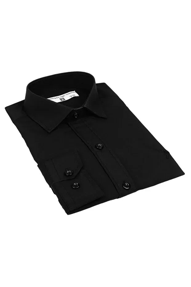 Детская рубашка для мальчиков классическая Sirri, Black — фото 2