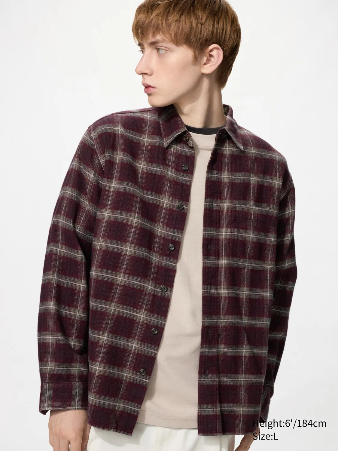 Рубашка фланелевая Uniqlo, клетчатая омбре, бордовый
