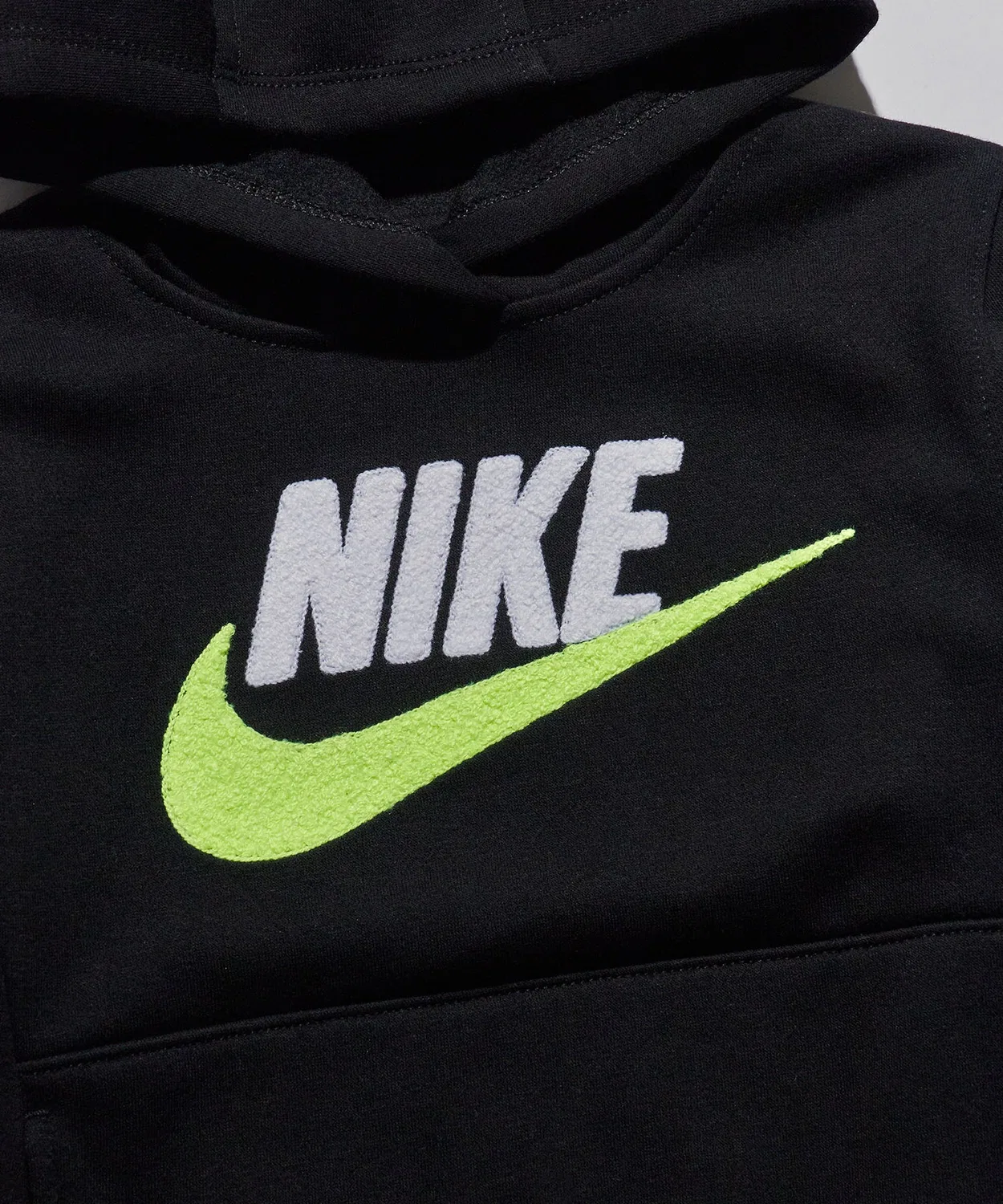 Детский пуловер с принтом и вышивкой NIKE NKN CLUB CHENILLE PO HOODY, Black