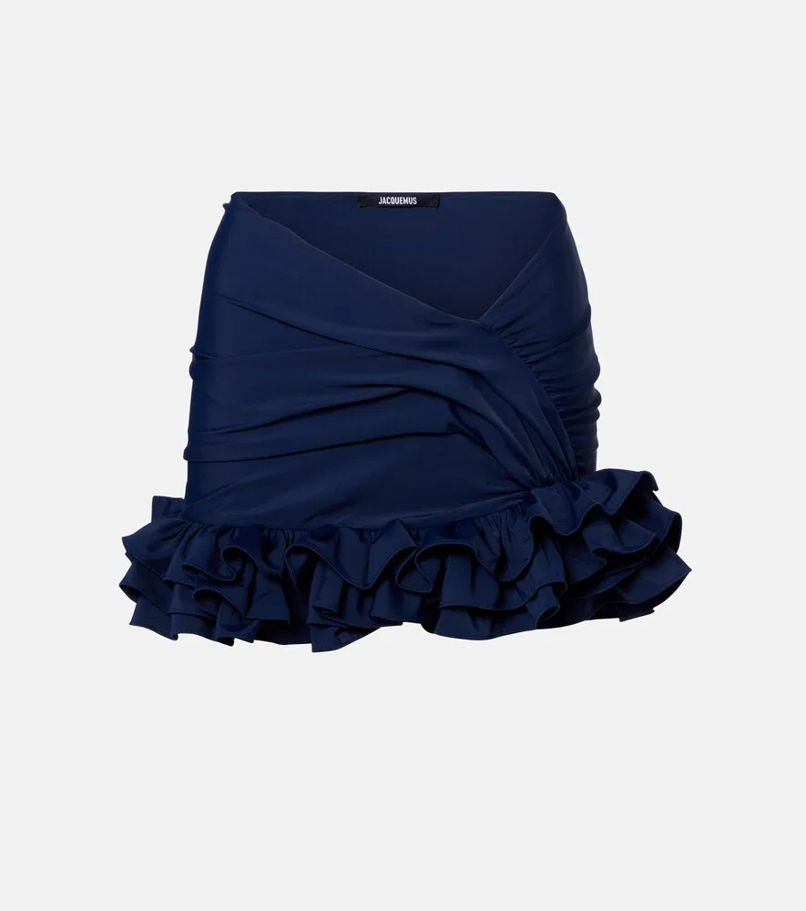 Мини-юбка из трикотажа с оборками Playa Jacquemus, синий