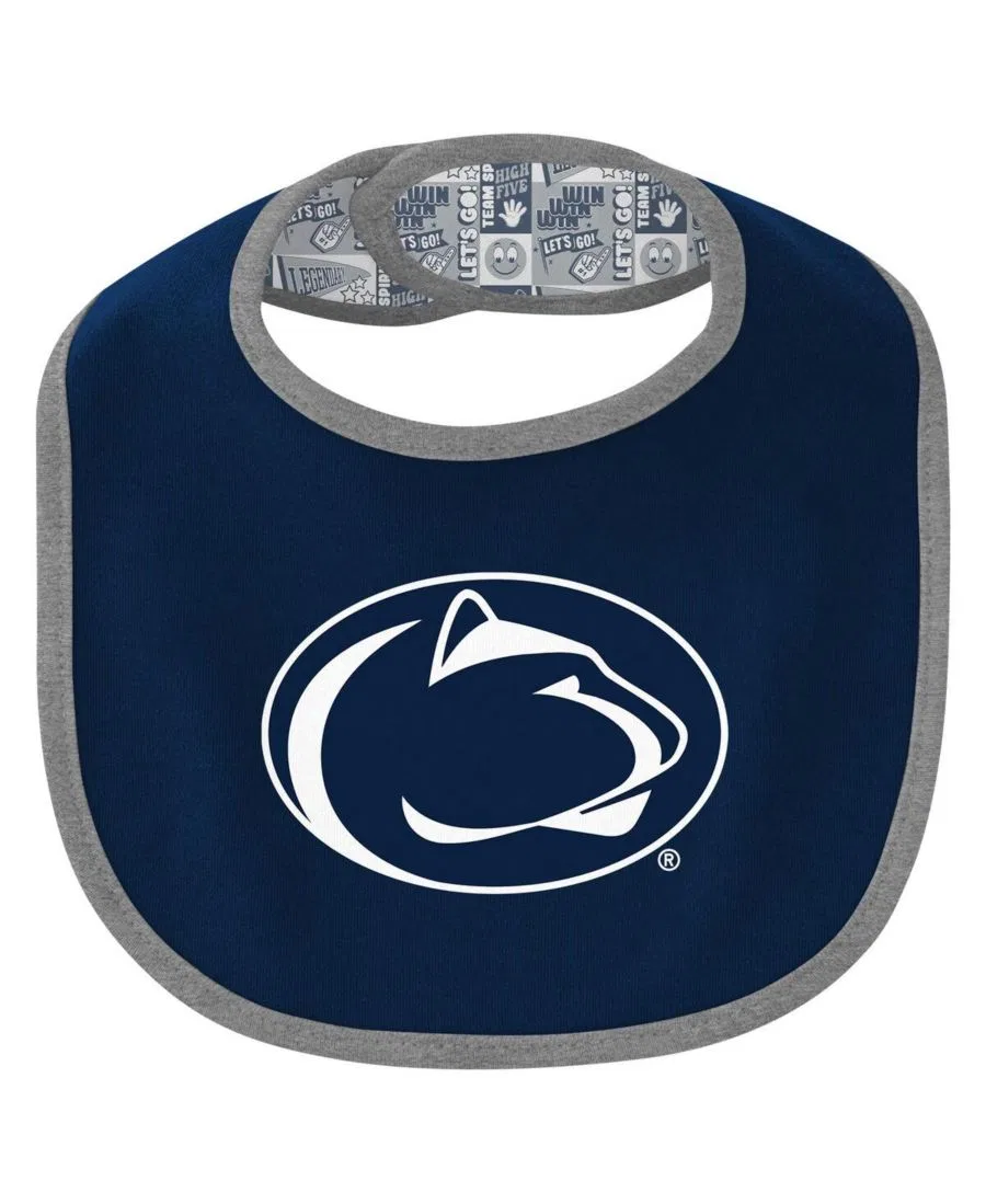 Комплект боди, слюнявчика и шапки Penn State Nittany Lions Dynamic Duo Outerstuff, Navy — фото 2
