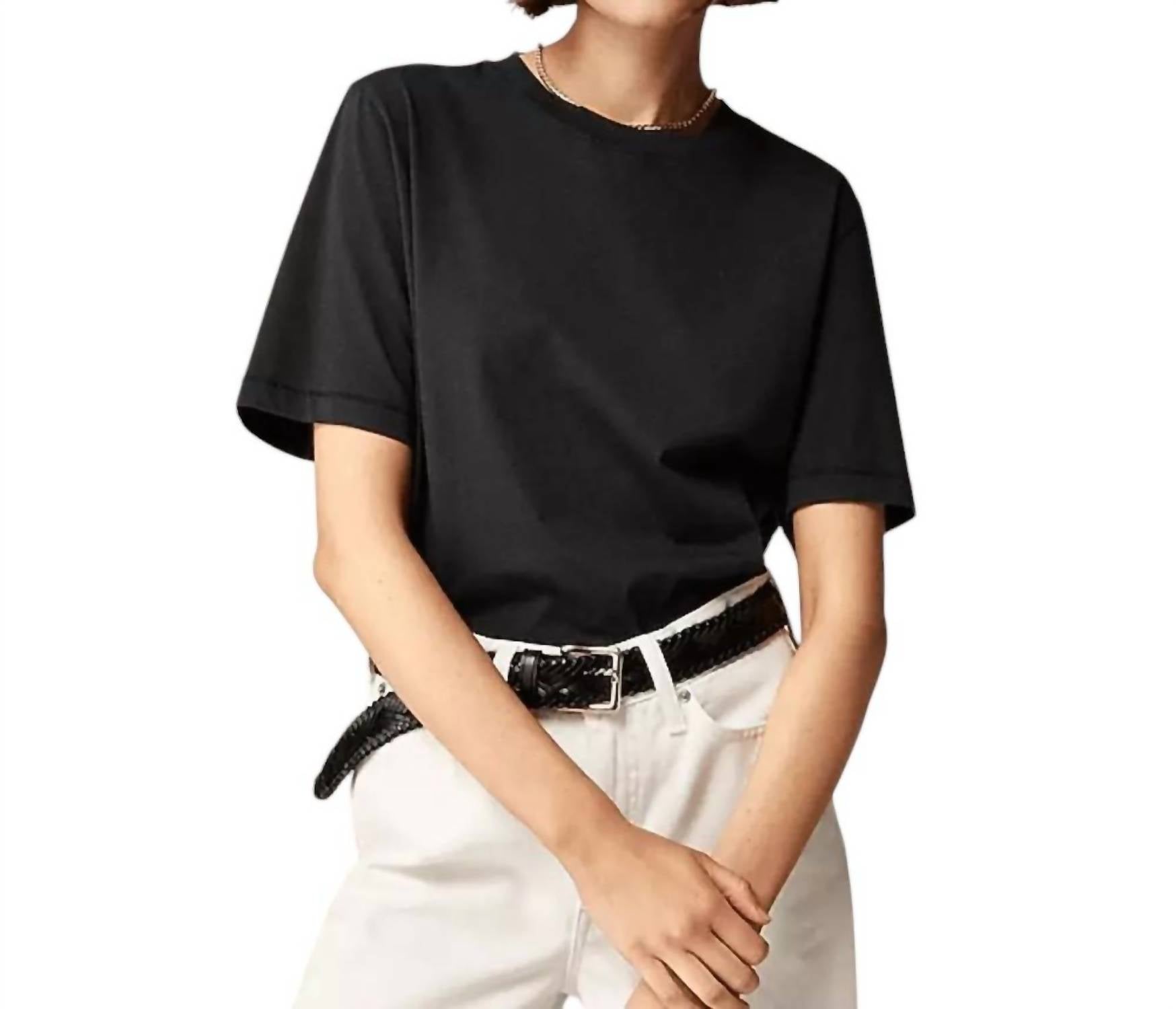 

Футболка свободного кроя из хлопка пима черного цвета J.Crew