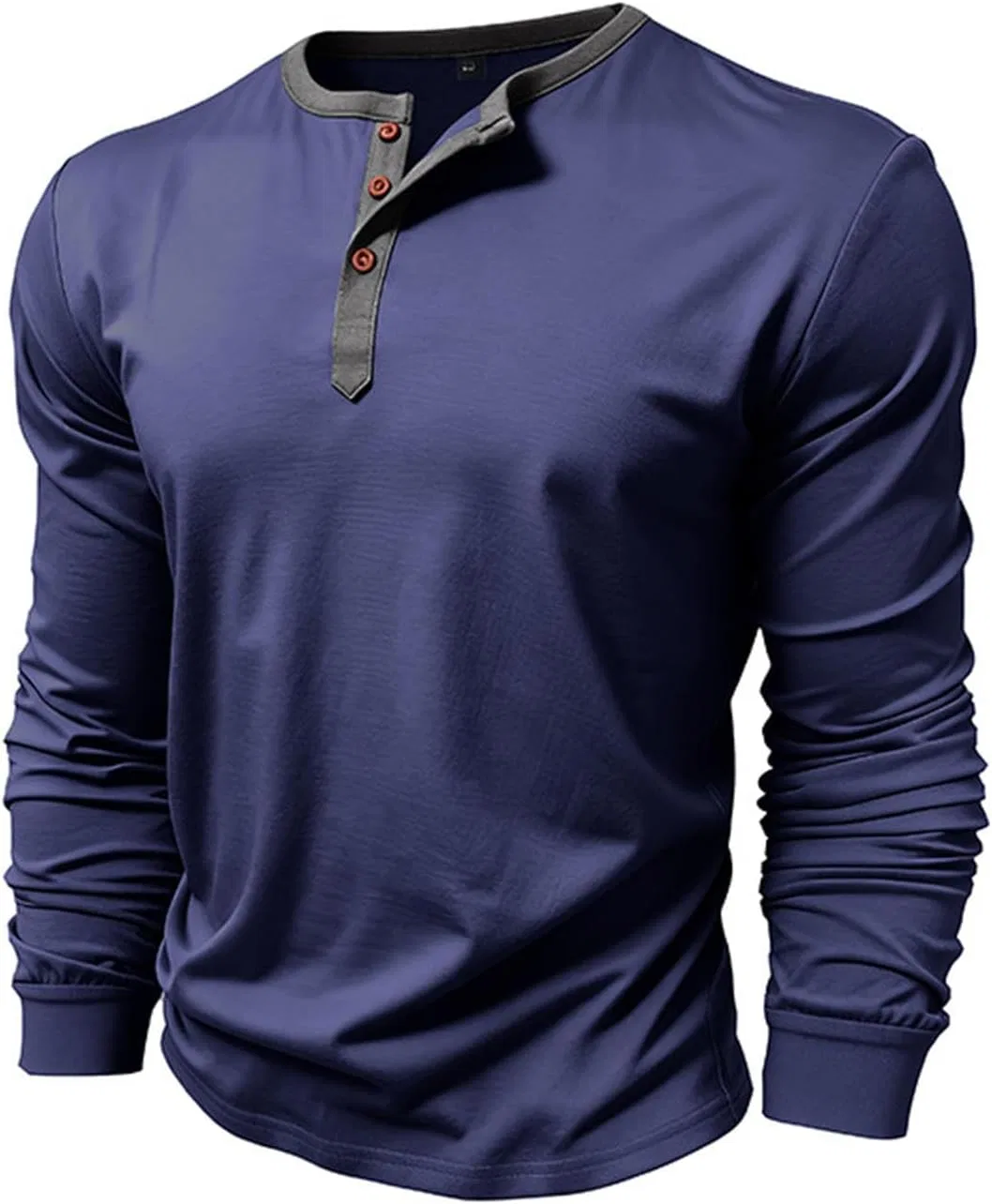 Мужская хлопковая рубашка-поло с тремя пуговицами Henley, Blue — фото 4