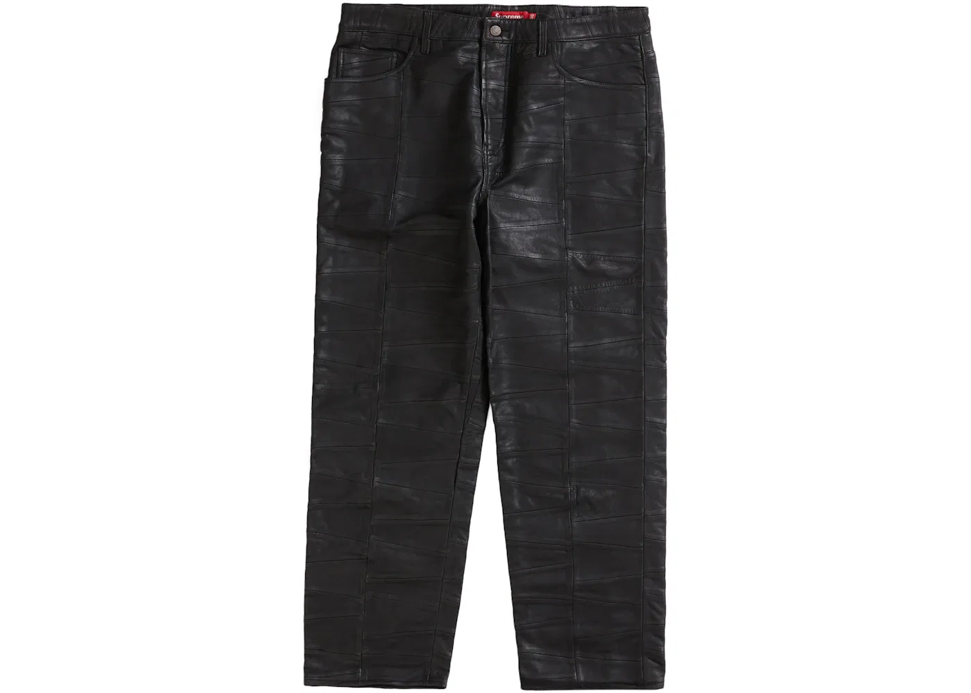 Мужские джинсы с патчворк из кожи Supreme Jean, Black
