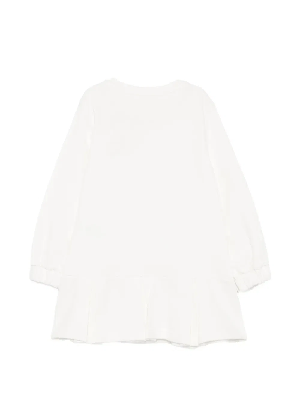 Платье с вышивкой-логотипом и оборками Elisabetta Franchi Kids, белый — фото 2