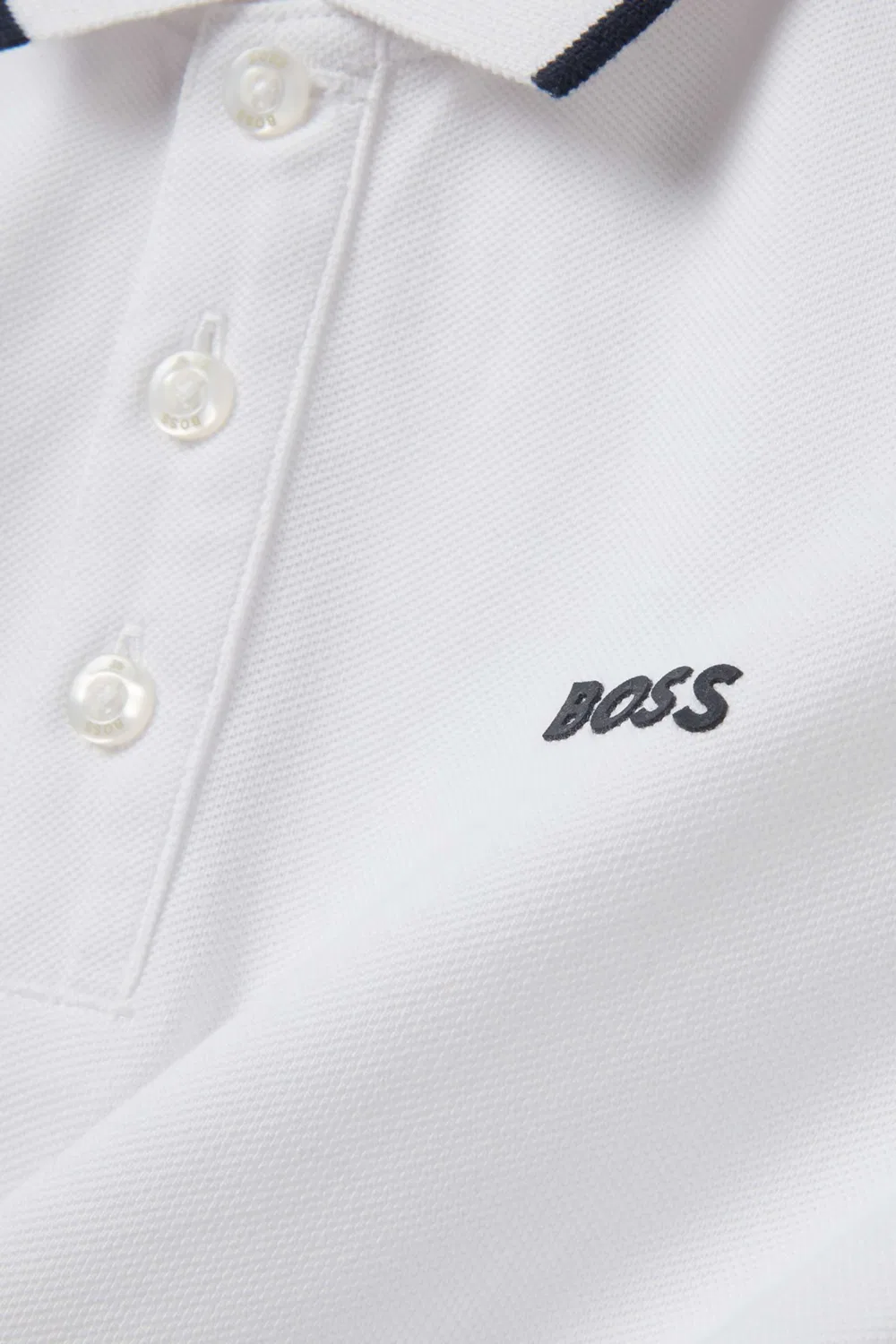 Поло хлопковое в пике с логотипом BOSS Kidswear, белый — фото 3