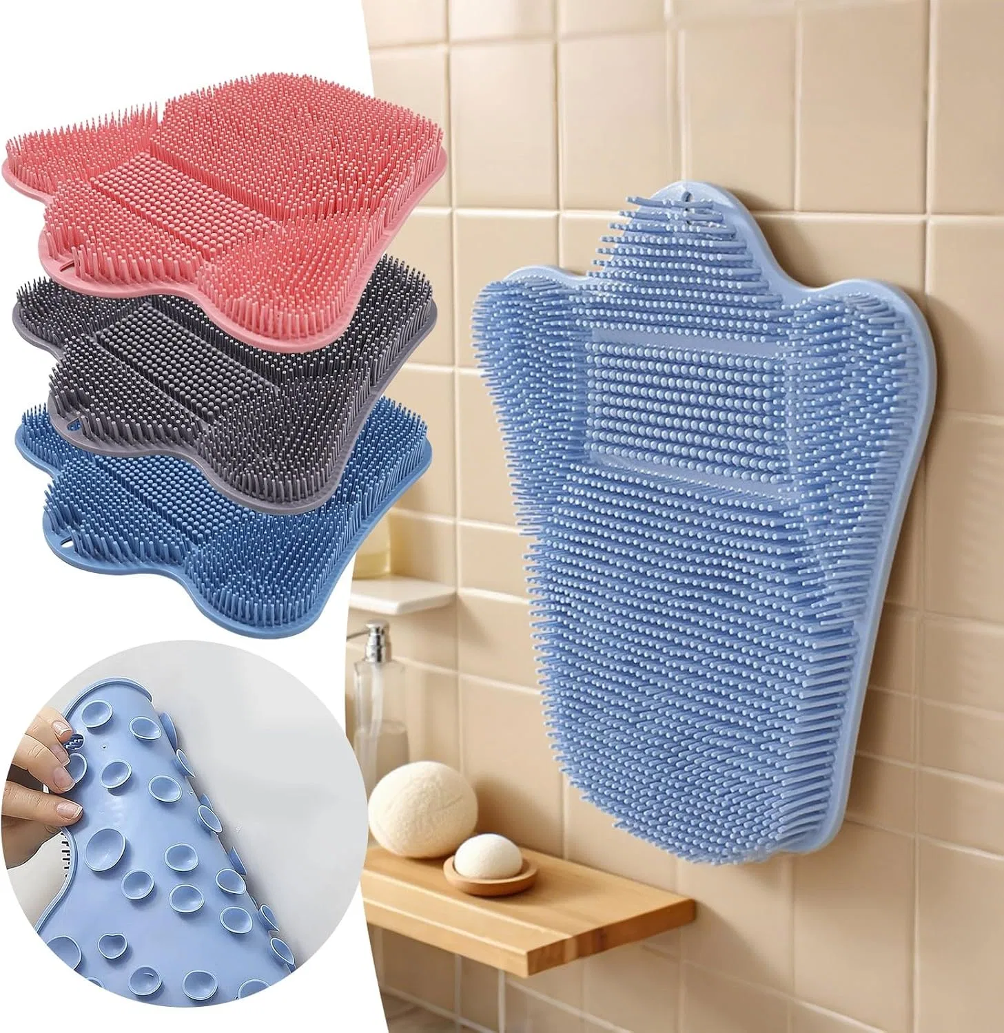 Скребок для тела и ног Silicone Body Brush, 60 см, Mischung, 3 штуки Generisch — фото 3
