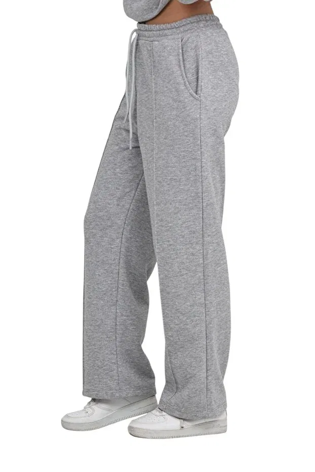 Детские спортивные штаны для девочек широкие хлопковые Erdem Kids, Gray-Melange — фото 3