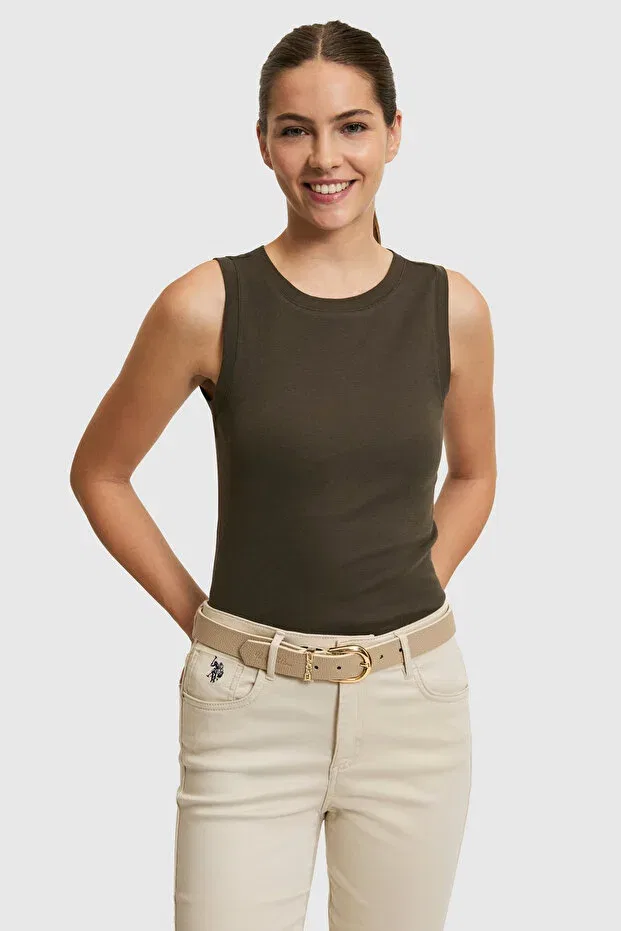 Женская футболка с круглым вырезом U.S. Polo Assn., Dark Haki