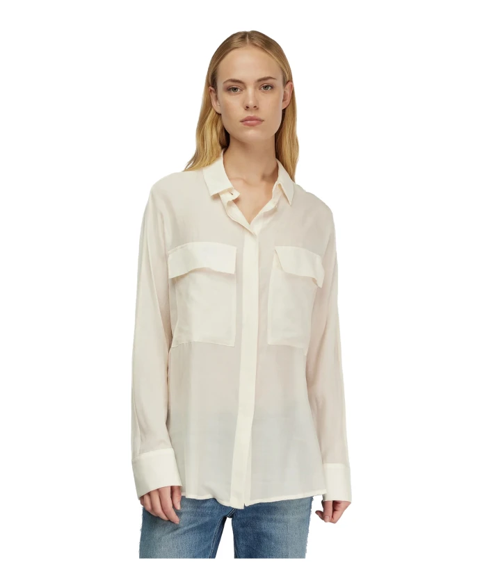 

Рубашка из шерсти и шелкового муслина Semicouture, белый