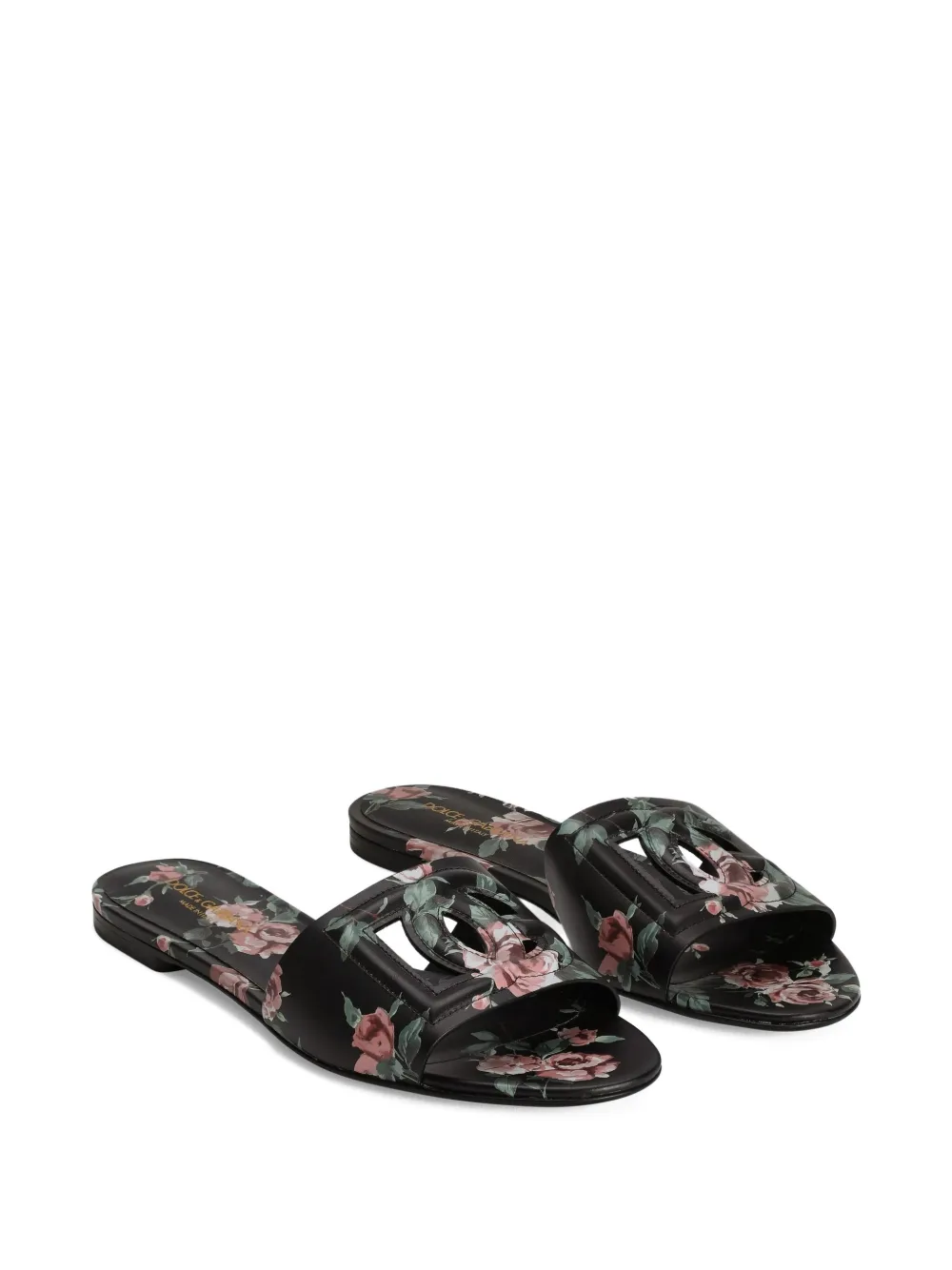 Шлепанцы с цветочным принтом Dolce & Gabbana, черный — фото 2