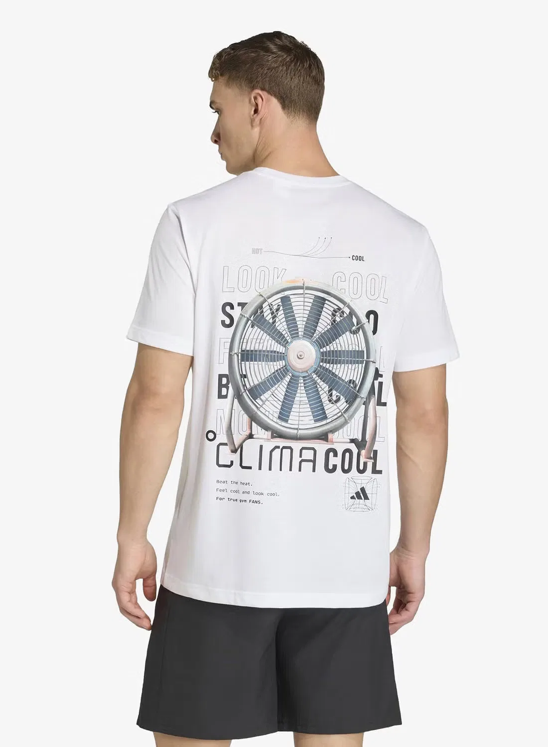 Футболка с принтом Climacool Adidas, белая — фото 2