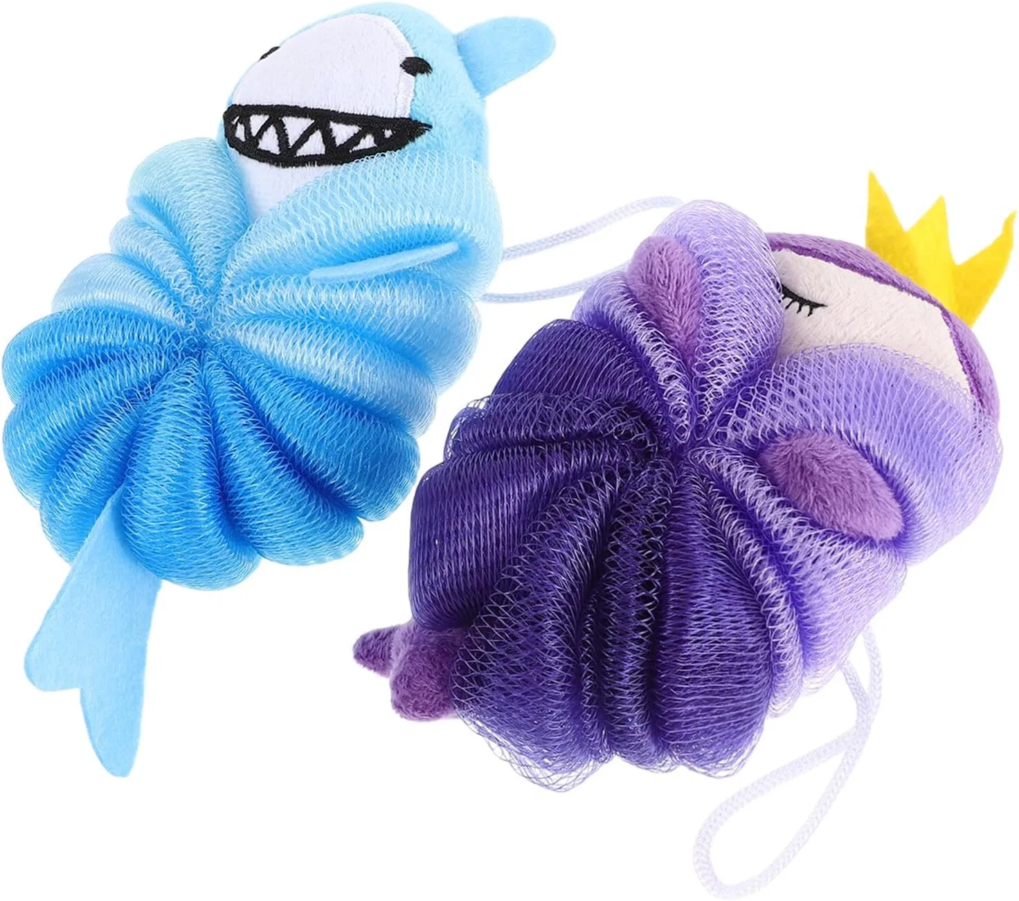 Набор мочалок для ванны, 2 шт, Shark and Mermaid, PAMINGONO, 16x9x4.5 см
