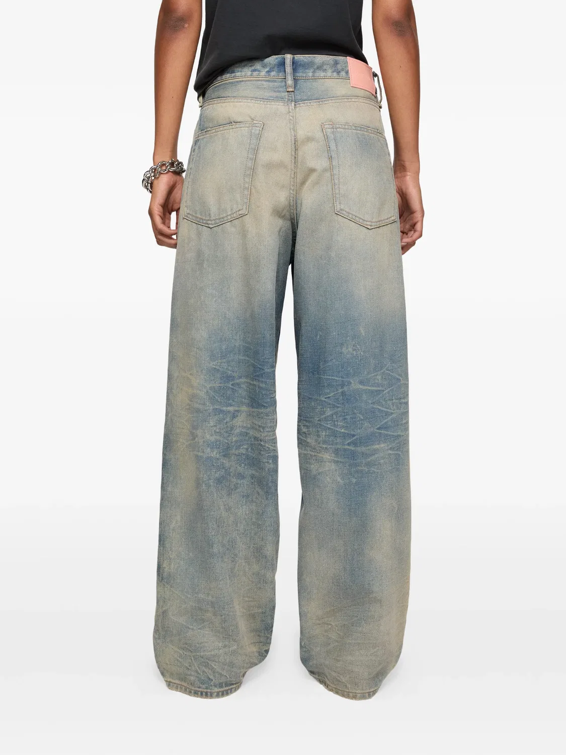 Брюки с логотипной нашивкой - синие Acne Studios, синий — фото 3