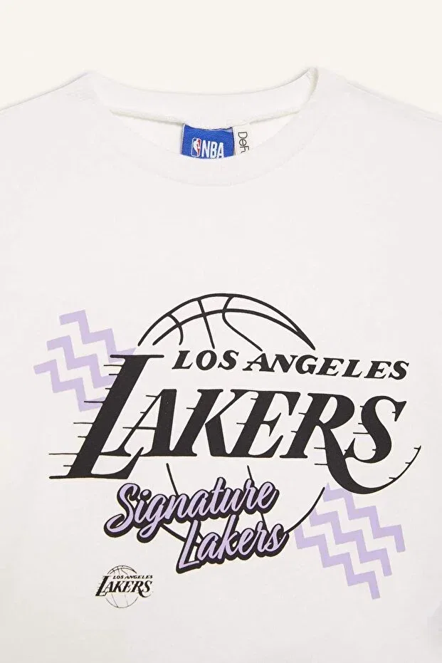 Детская футболка для девочек хлопковая Los Angeles Lakers Defacto, Ekru Er98 — фото 4